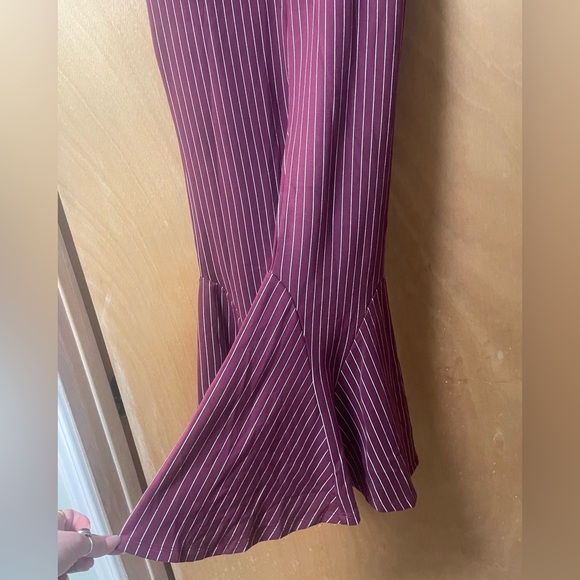NWT Free People Burgundy Pinstriped Flares - Picture 5 of 15